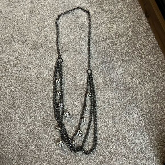 Premier Designs “All Decked Out” Hematite Multi Strand Necklace NEW - Picture 2 of 8